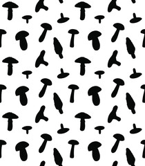 Vector seamless pattern of hand drawn doodle sketch black mushroom isolated on white background