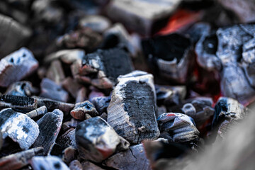 Close-up of burning charcoal