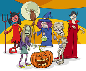 Halloween holiday cartoon funny characters group