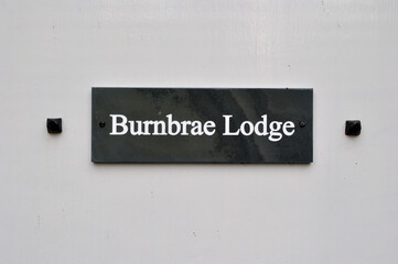New Carved Nameplate 'Burnbrae Lodge' on Garden Gate Post 