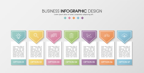 Diagram with 7 steps. Colourful infograph. Vector