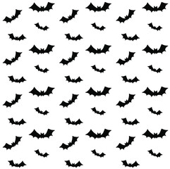 Vector seamless pattern of hand drawn doodle sketch bat silhouette isolated on white background