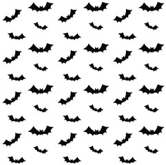 Vector seamless pattern of hand drawn doodle sketch bat silhouette isolated on white background
