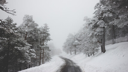 snowy road in the mountain
