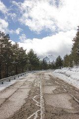 snowy road in the mountain