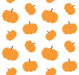 Vector seamless pattern of orange hand drawn doodle sketch pumpkin isolated on white background