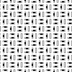 Seamless pattern with signs ornament. Symbols abstract. Rectangles and figures illustration. Different shapes image. Repeated forms background. Mosaic motif. Grid wallpaper. Digital paper. Vector art.