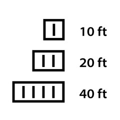 Cargo container sizes line icon. Clipart image isolated on white background.