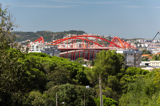 Beautiful view from Monsanto Park to Benfica Soccer Stadium