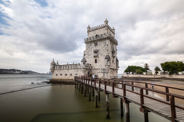 Beautiful view to old historic building of Belem Tower in Lisbon