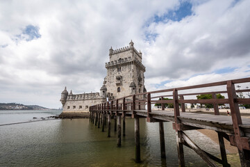 Beautiful view to old historic building of Belem Tower in Lisbon
