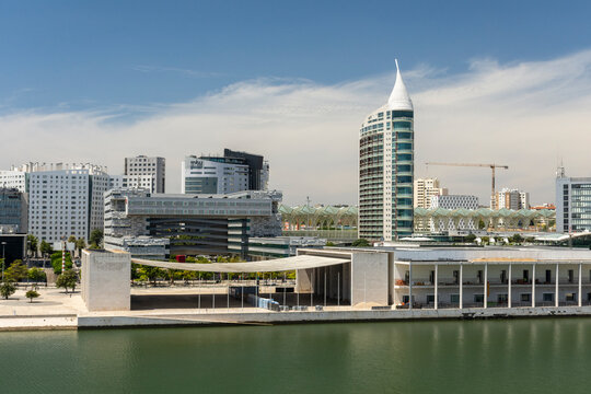 Beautiful view to modern buildings in Parque das Nacoes area