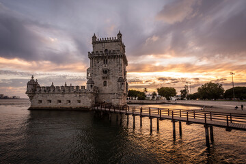 Beautiful view to old historic building of Belem Tower in Lisbon