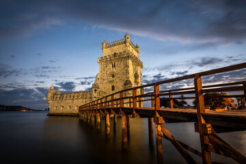 Beautiful view to old historic building of Belem Tower in Lisbon