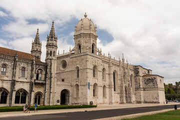 Beautiful view to old historic church building next to Jeronimos