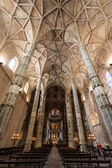 Beautiful interior of old historical church in central Lisbon
