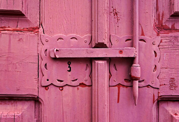 Ancient colonial door detail, Sao Joao del Rei, Minas Gerais, Brazil