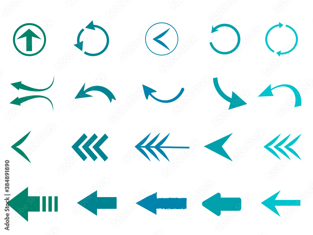 Fototapete collection of arrow symbols, cursor shapes, direction pointers for website interface. mouse click. c