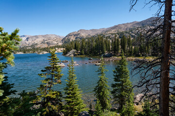 Lake Helen Trail in Bighorn National Forest, Wyoming. USA. Back to Nature concept.