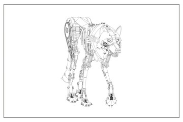 3D design of a robot wolf.