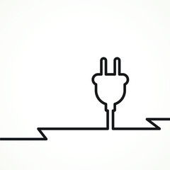 Obraz premium Plug-in ,editable stroke electrical vector icon Plug electric cable wire icon logo isolated sign symbol vector illustration