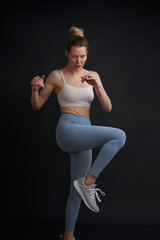 Fitness model demonstrates movement