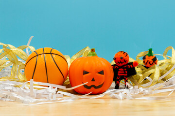 Basketball Halloween with basketball and pumpkin