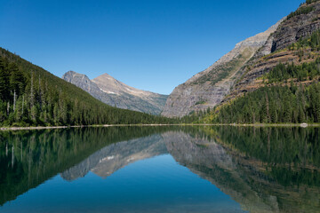 Avalanche Lake in Glacier National Park, Montana. USA. Back to Nature concept.