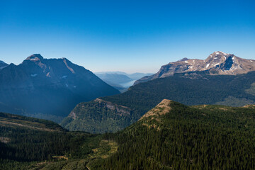 Fototapeta premium Grinnell Overlook via Granite Park Trail in Glacier National Park, wilderness area in Montana's Rocky Mountains. USA. Back to Nature concept.
