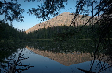 Johns Lake in Glacier National Park, Montana. USA. Back to Nature concept.