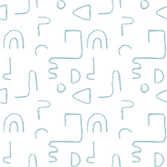 Hand drawn monochrome seamless pattern. Irregular chalk doodle lines. Abstract vector background.
