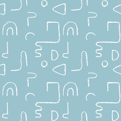 Hand drawn monochrome seamless pattern. Irregular chalk doodle lines. Abstract vector background.