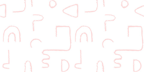 Hand drawn monochrome seamless pattern. Irregular chalk doodle lines. Abstract vector background.