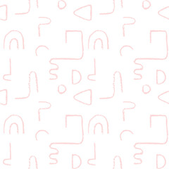 Hand drawn monochrome seamless pattern. Irregular chalk doodle lines. Abstract vector background.