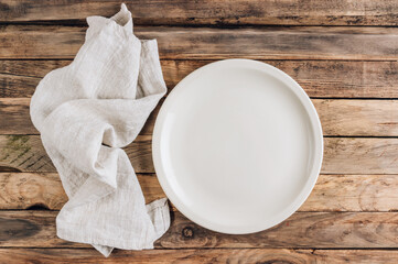 Rustic table setting on a wooden background. Flat lay