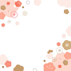 梅の和風フレーム・背景素材