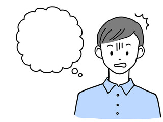 驚く若い男性 吹き出し