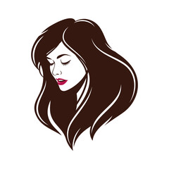 Sensual pretty woman face isolated. Vector illustration, logo, art