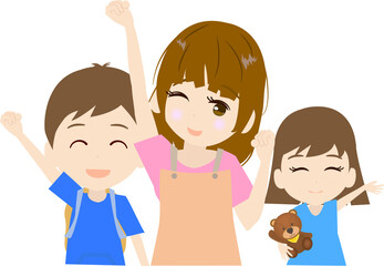 可愛くてシンプルな親子3世帯とハートマークのデザインイラスト Wall Mural Foolchico 可愛くてシンプルな親子3世帯とハートマークのデザインイラスト Wall Mural Foolchico