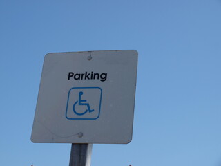 Parking sign for handicap area spaces