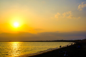 【神奈川県 江ノ島】夕日に照らされた風景