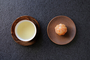 お茶と和菓子鹿の子の俯瞰