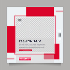 Red white fashion sale social media post and banner template for promotion