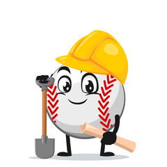 vector illustration of baseball character or mascot wearing builder costume