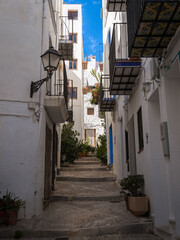 Fototapeta na wymiar Old town street of the medieval village of Peníscola, Castellon, Spain