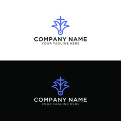 Lotus flower Luxury Logo design vector template Linear style. Fashion Health Fitness Garden Logotype concept icon.