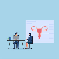 Woman at clinic consult about gynecology.