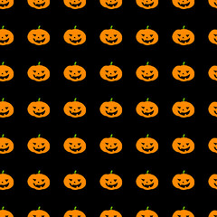 Halloween seamless pattern. Pumpkin on black background. Halloween concept