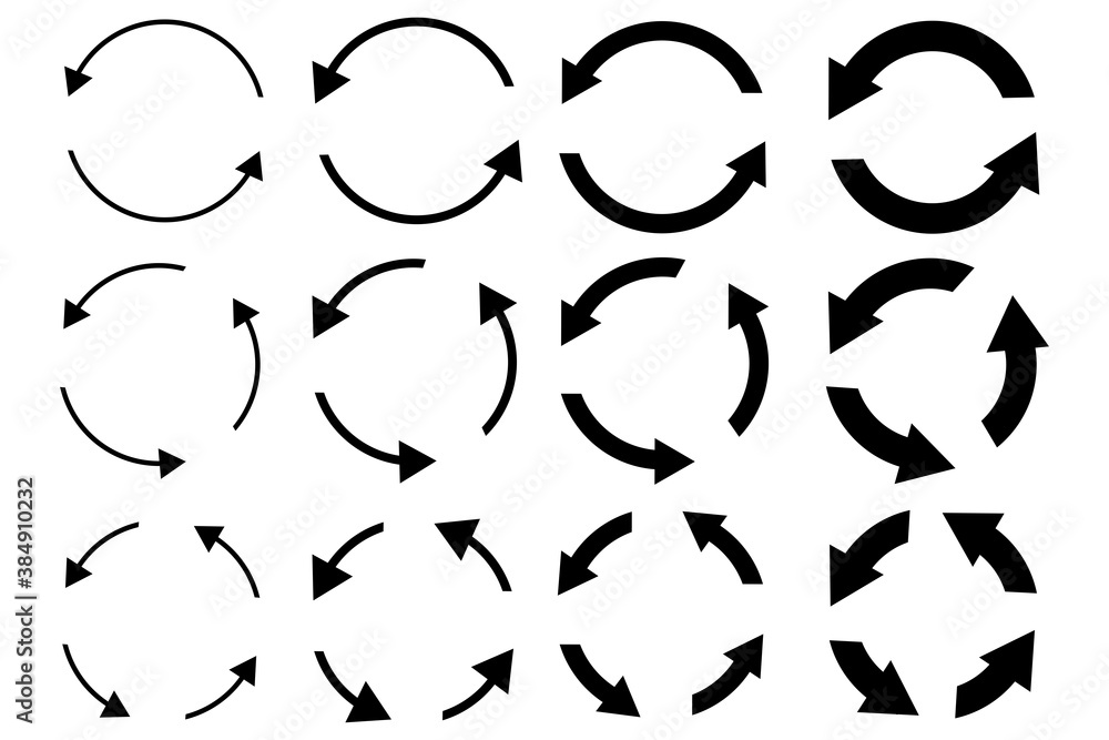 Poster circular arrows. circular motion icon. recycling symbol. refresh and reload template. vector illustr