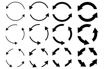 Circular arrows. Circular motion icon. Recycling symbol. Refresh and reload template. Vector illustration. Stock image.